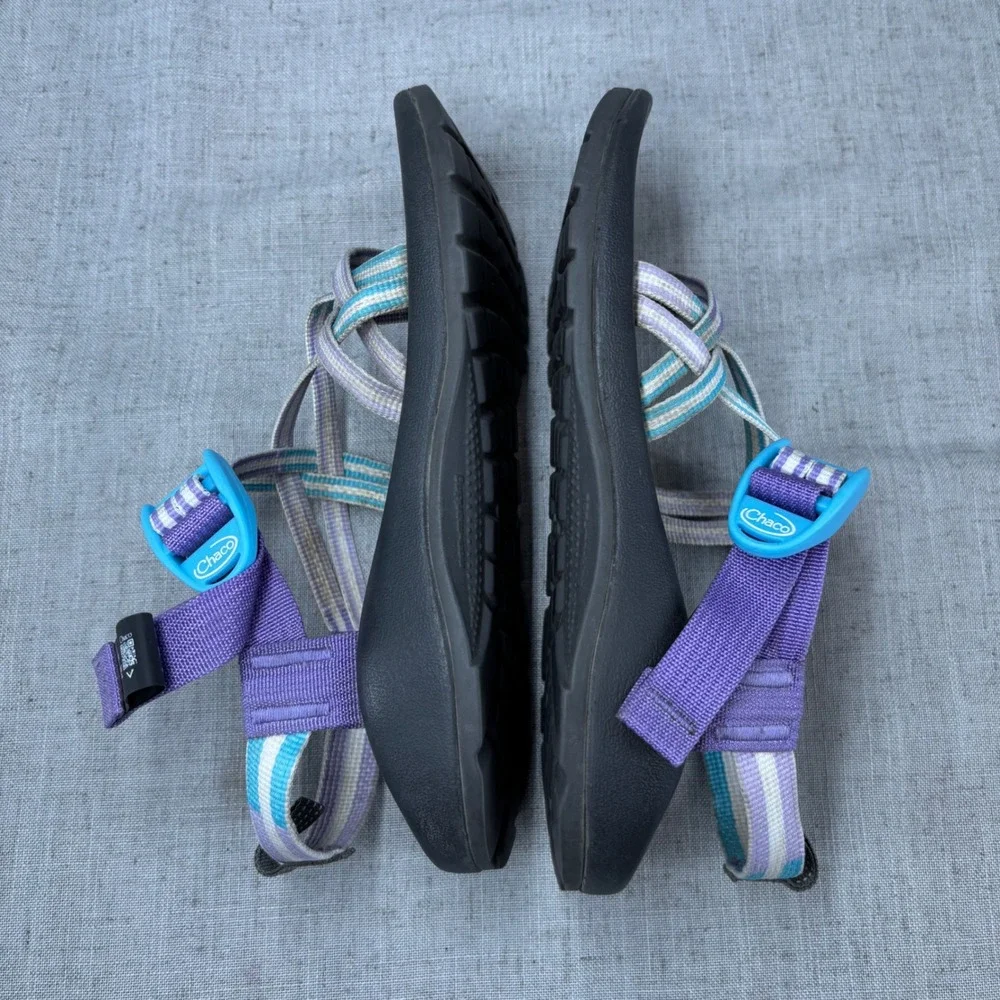 Chaco Kids Z1 Ecotread Strappy Sandals Purple Teal Striped Gorpcore Size‎ 5